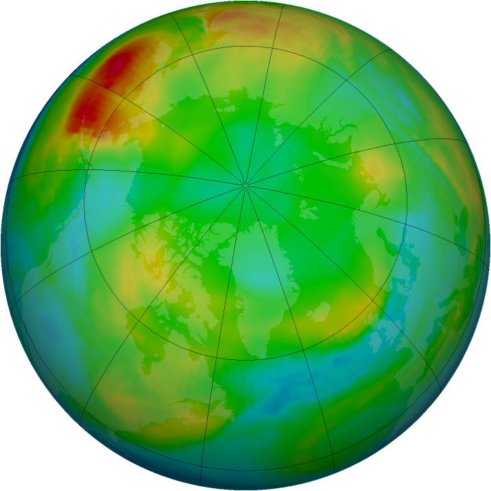Arctic ozone map for 31 December 1980